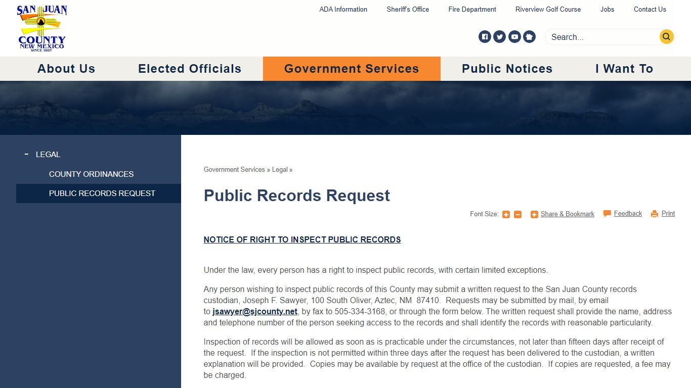 Public Records Request | San Juan County, NM