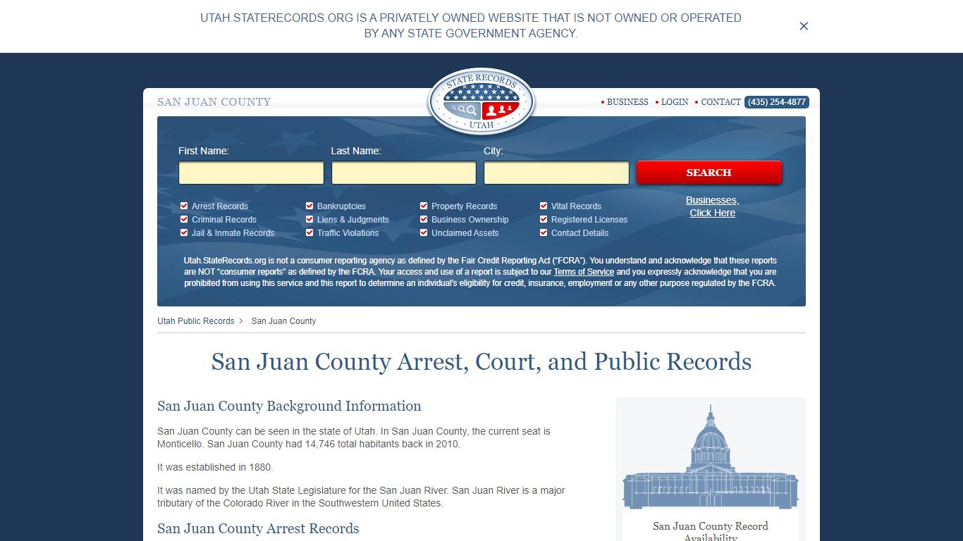 San Juan County Arrest, Court, and Public Records